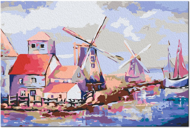 Glezna izkrāso pēc cipariem - Windmills (Landscape) 60x40 cm Artgeist