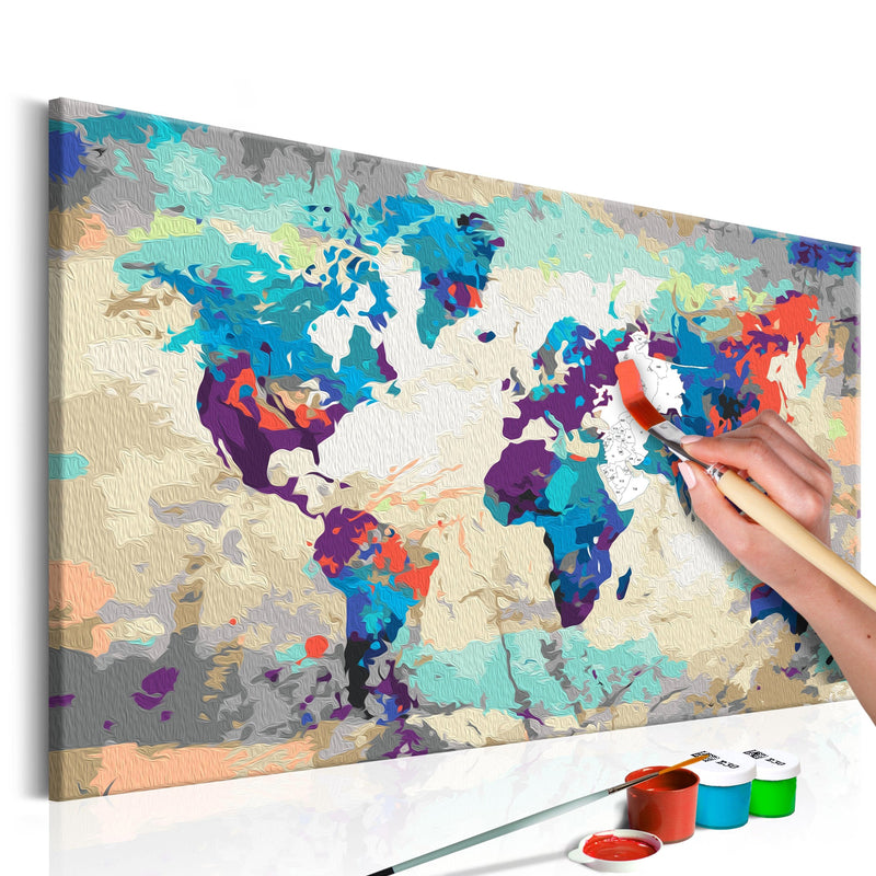 Glezna izkrāso pēc cipariem - World Map (Blue & Red) 60x40 cm Artgeist