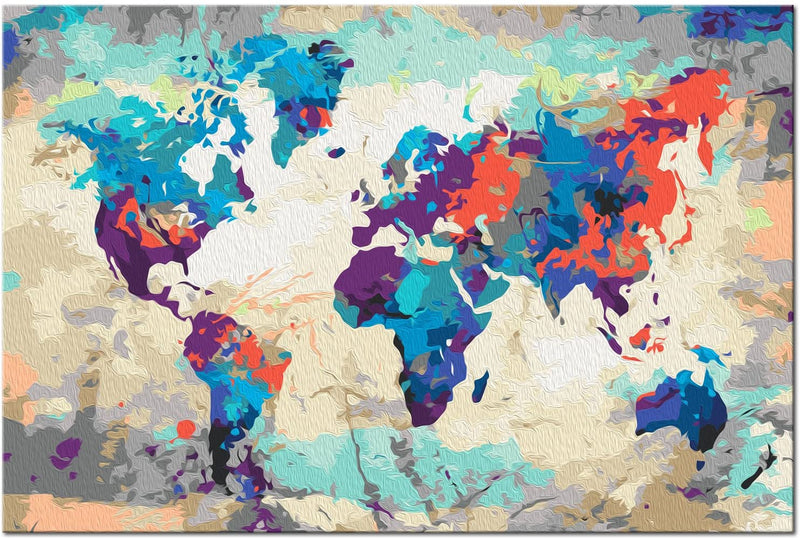 Glezna izkrāso pēc cipariem - World Map (Blue & Red) 60x40 cm Artgeist