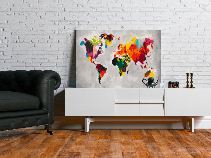 Glezna izkrāso pēc cipariem - World Map (Bright Colours) 60x40 cm Artgeist