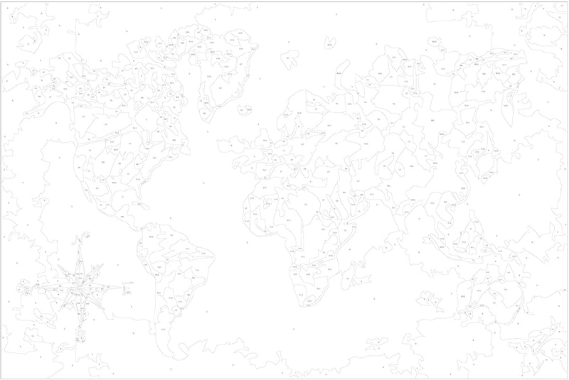 Glezna izkrāso pēc cipariem - World Map (Compass Rose) 60x40 cm Artgeist