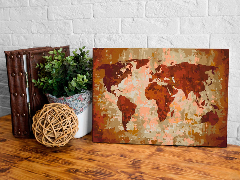 Glezna izkrāso pēc cipariem - World Map (Earth Colours) 60x40 cm Artgeist