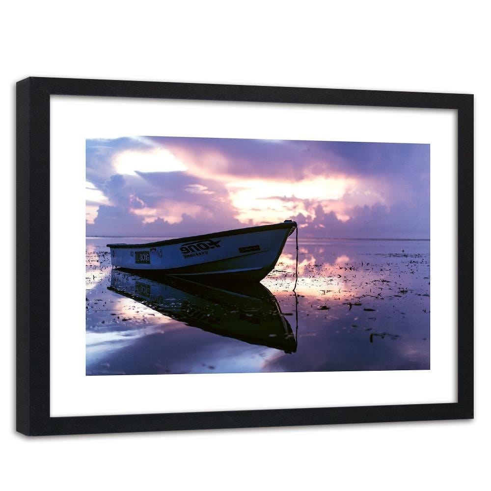 Glezna melnā rāmī - A Boat On The Sea 4  Home Trends