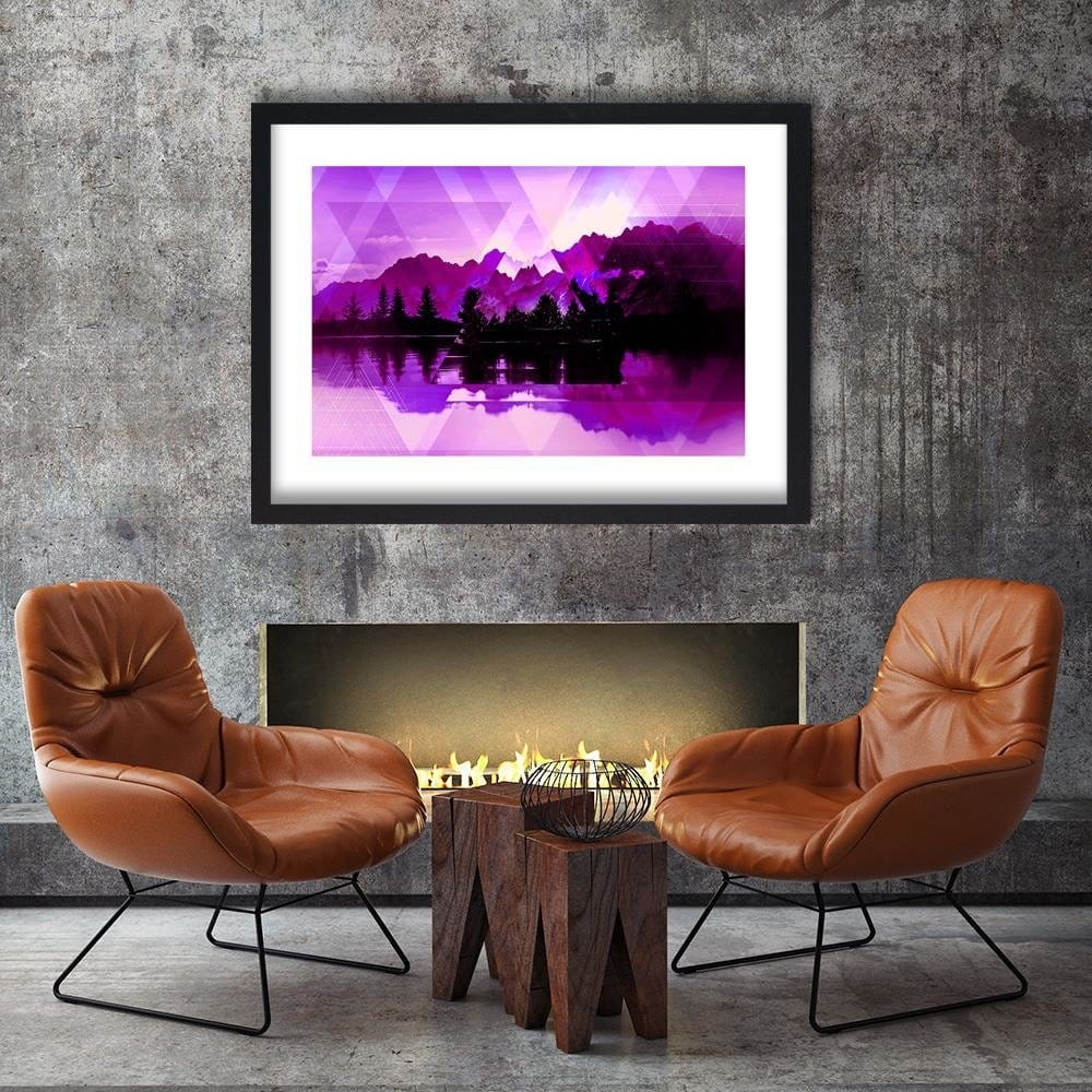 Glezna melnā rāmī - A Lake In The Mountains 3  Home Trends