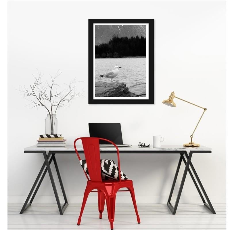 Glezna melnā rāmī - A seagull on a rock  Home Trends