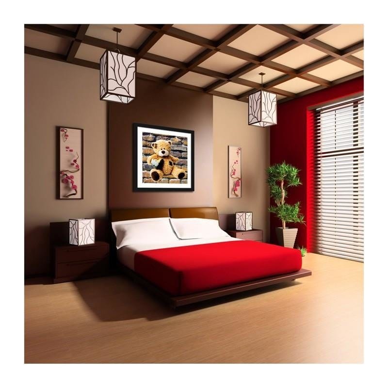 Glezna melnā rāmī - A teddy bear with a heart.  Home Trends