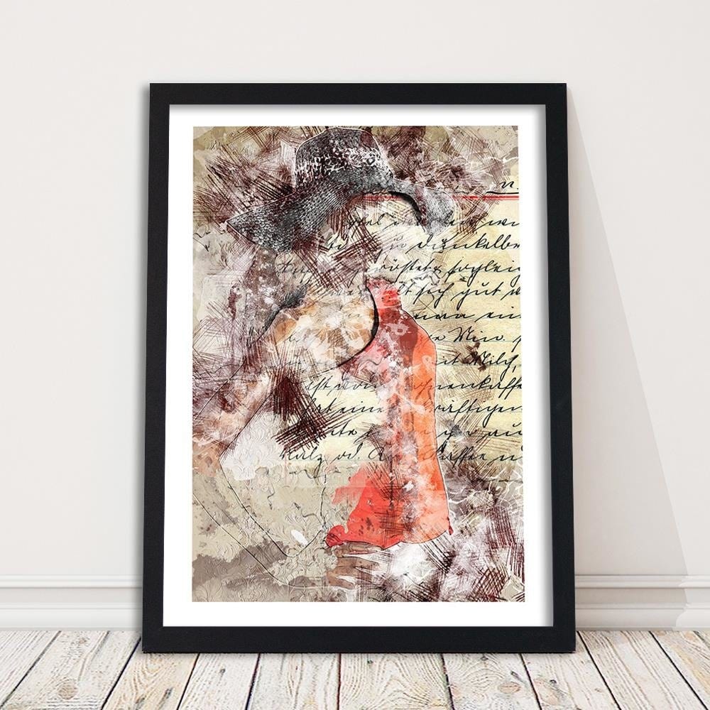 Glezna melnā rāmī - A Woman In A Hat Abstraction  Home Trends