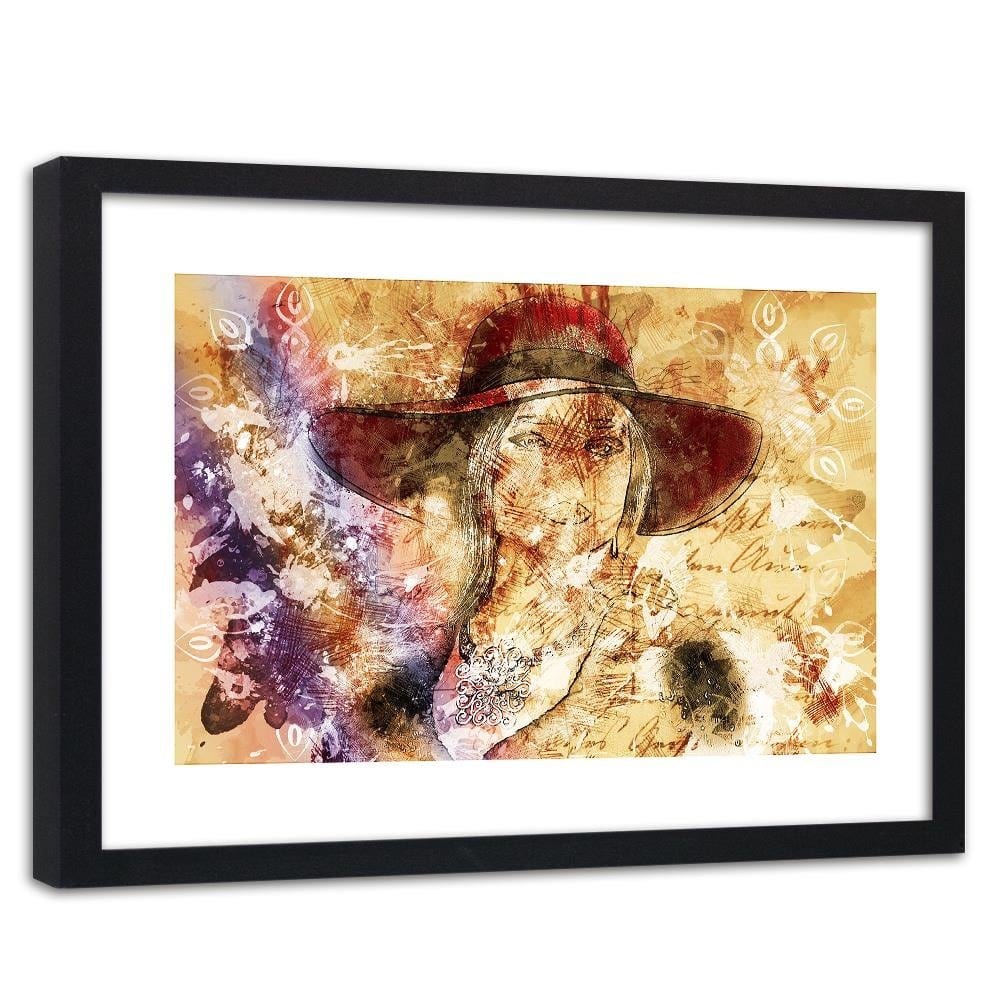 Glezna melnā rāmī - A Woman In A Red Hat  Home Trends