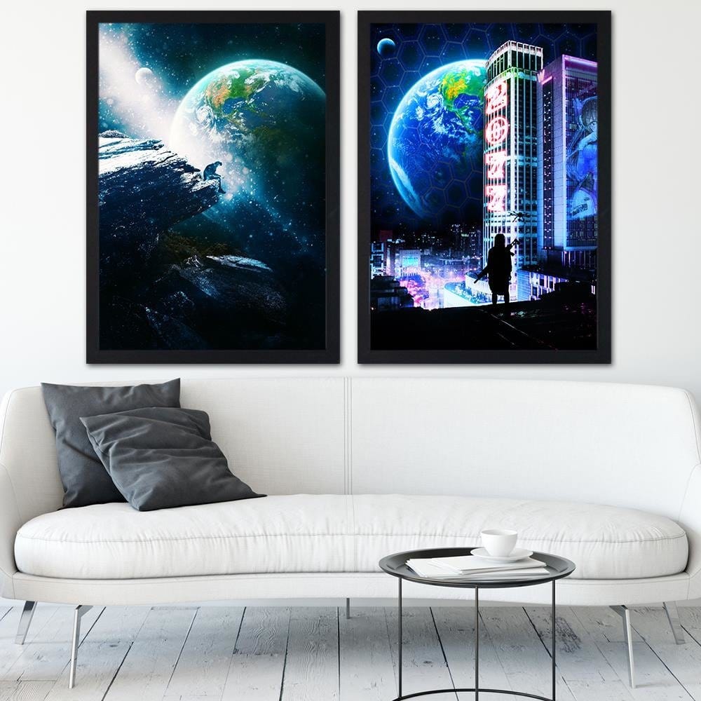 Glezna melnā rāmī - Abstract Cosmos Blue  Home Trends