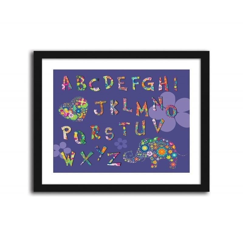 Glezna melnā rāmī - Alphabet with elephant  Home Trends