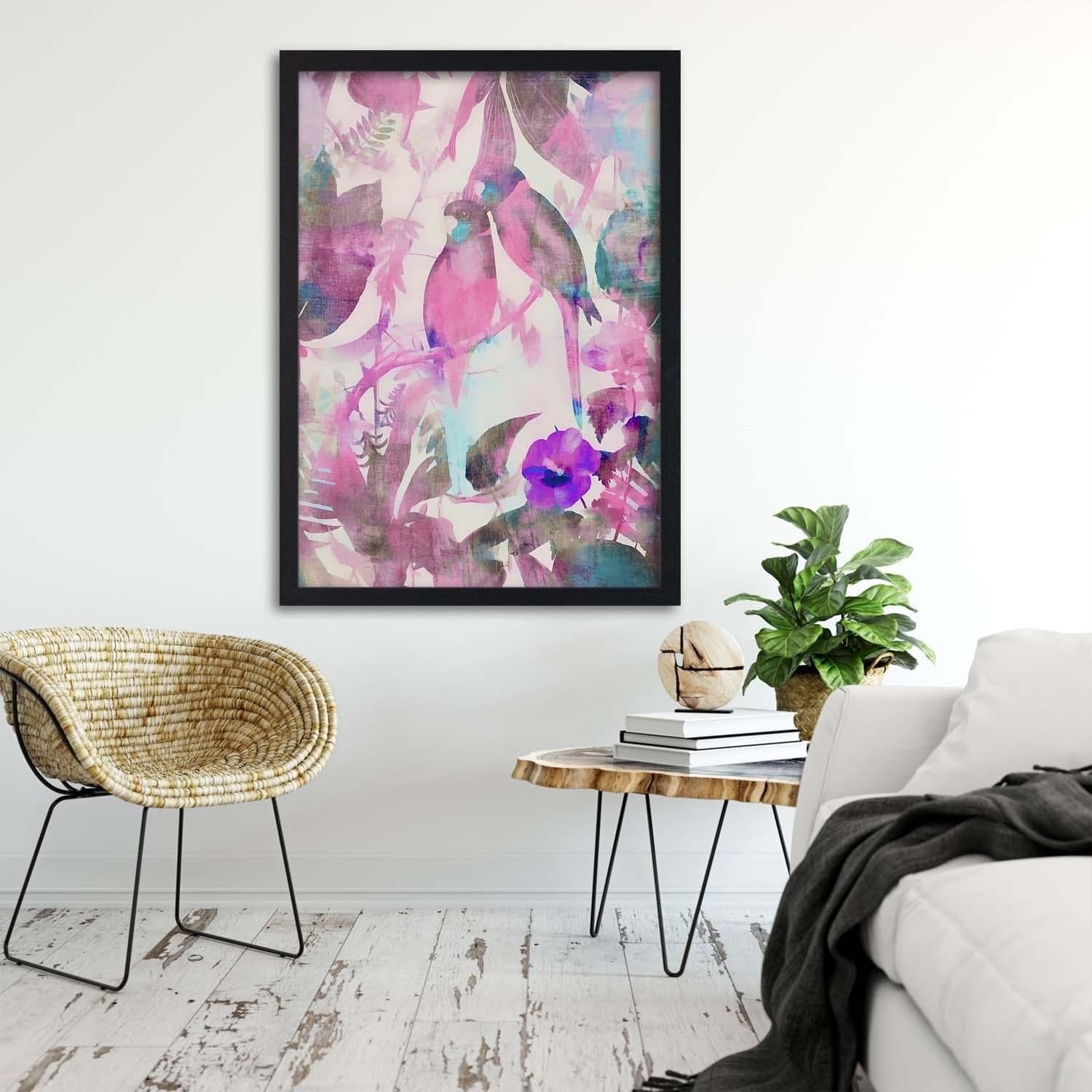 Glezna melnā rāmī - Bird Courtship  Home Trends