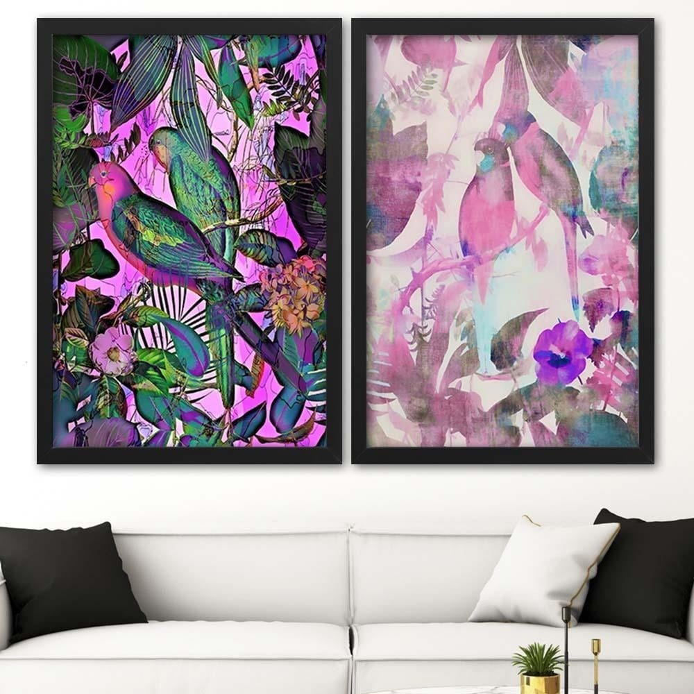Glezna melnā rāmī - Bird Courtship  Home Trends