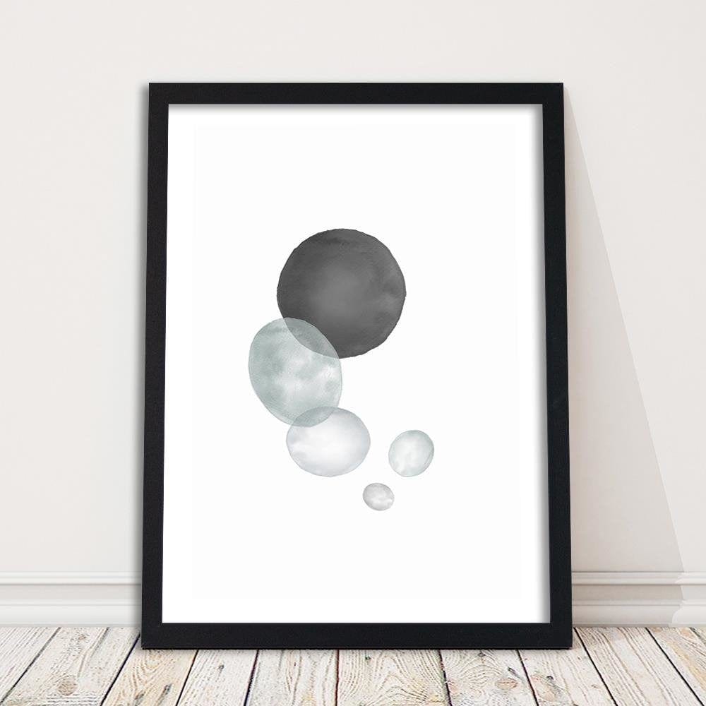 Glezna melnā rāmī - Black And Gray Circles  Home Trends