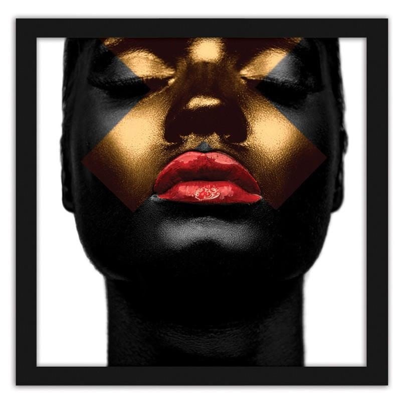 Glezna melnā rāmī - Black skin and red lips  Home Trends