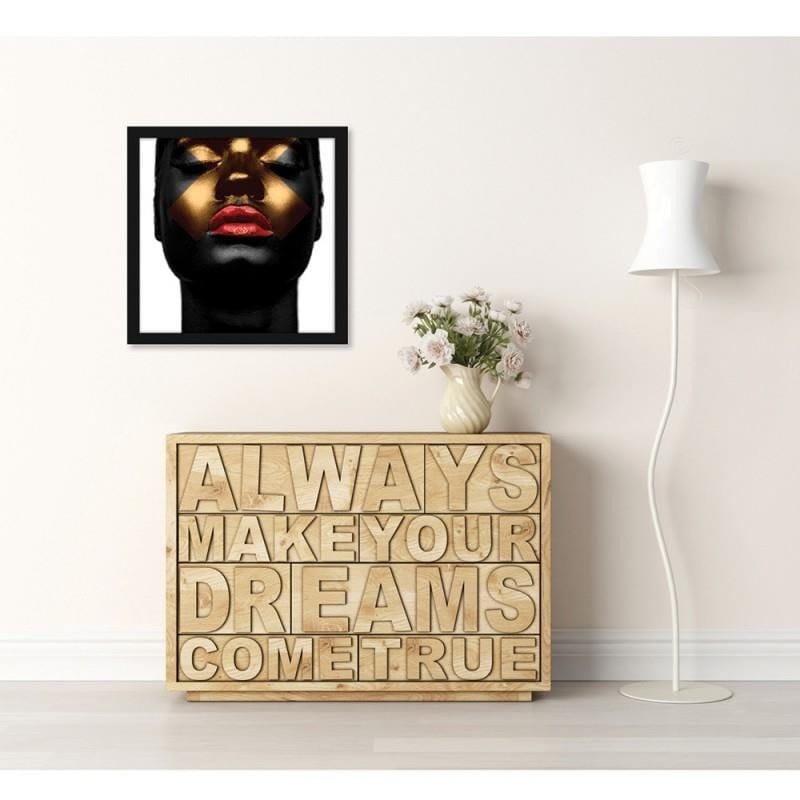 Glezna melnā rāmī - Black skin and red lips  Home Trends