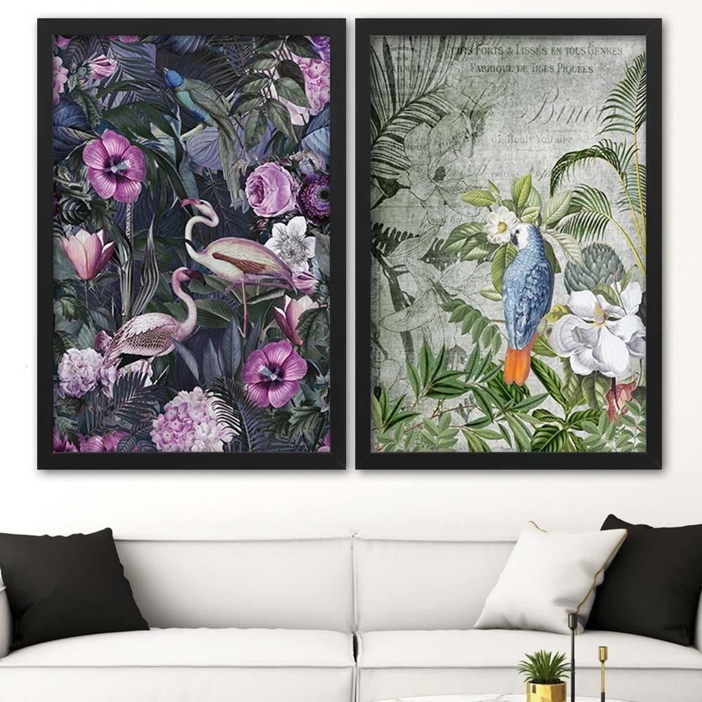 Glezna melnā rāmī - Blue Parrot  Home Trends