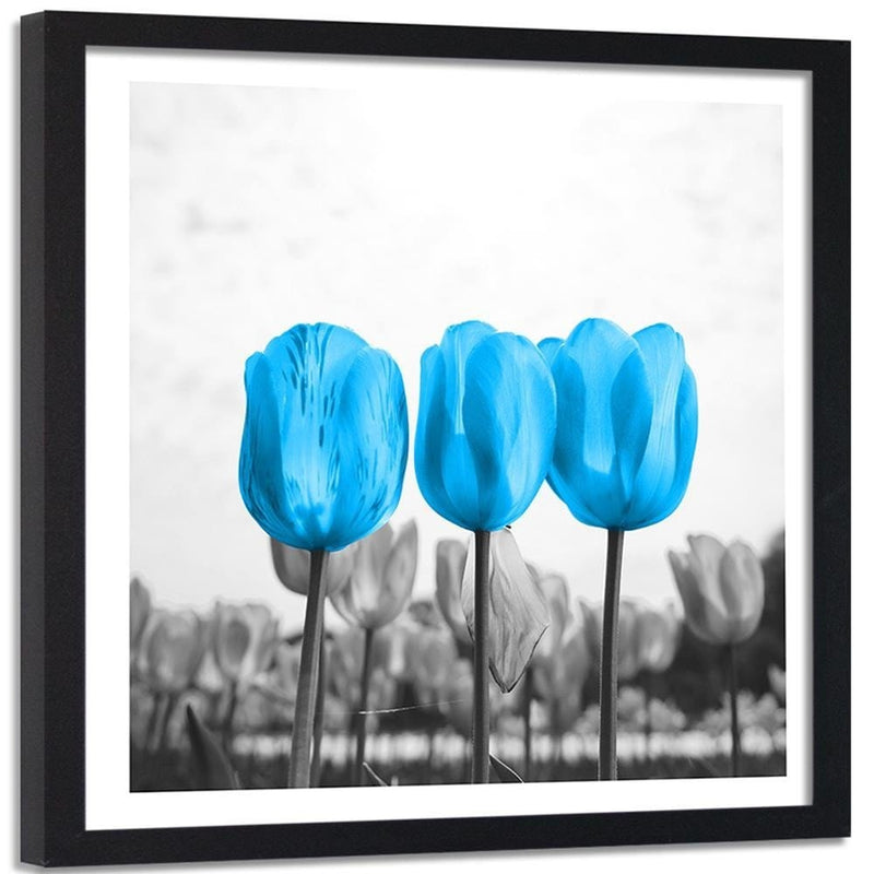 Glezna melnā rāmī - Blue Tulips  Home Trends