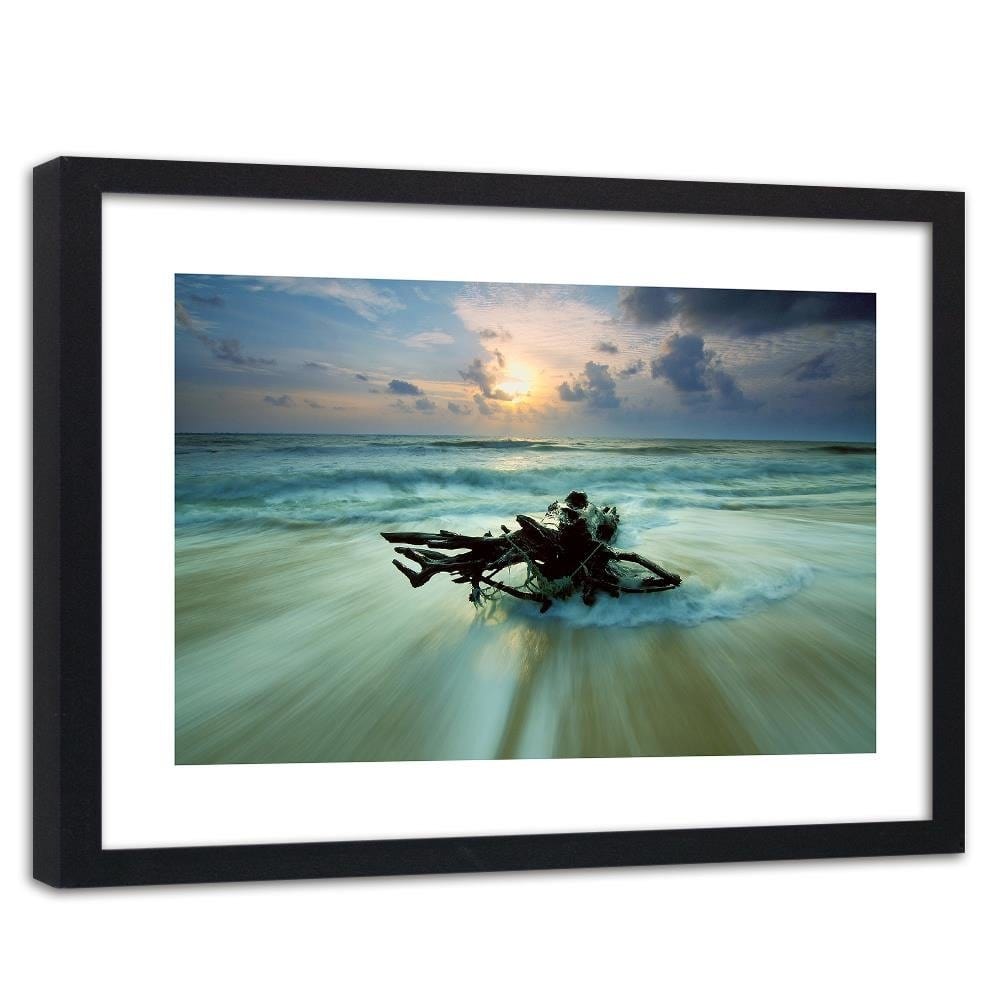 Glezna melnā rāmī - Branch On The Seashore 4  Home Trends
