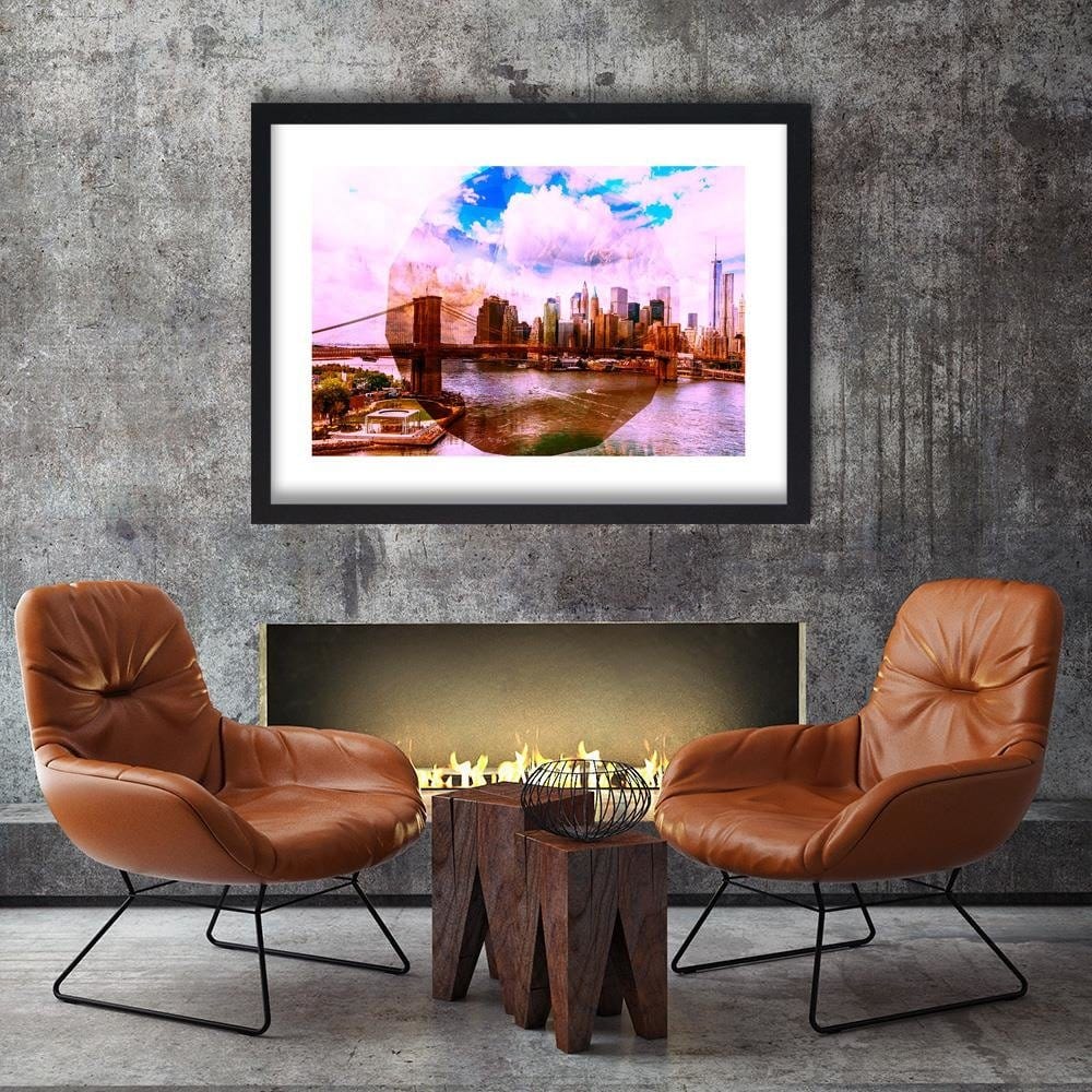 Glezna melnā rāmī - Bridge In New York City 2  Home Trends