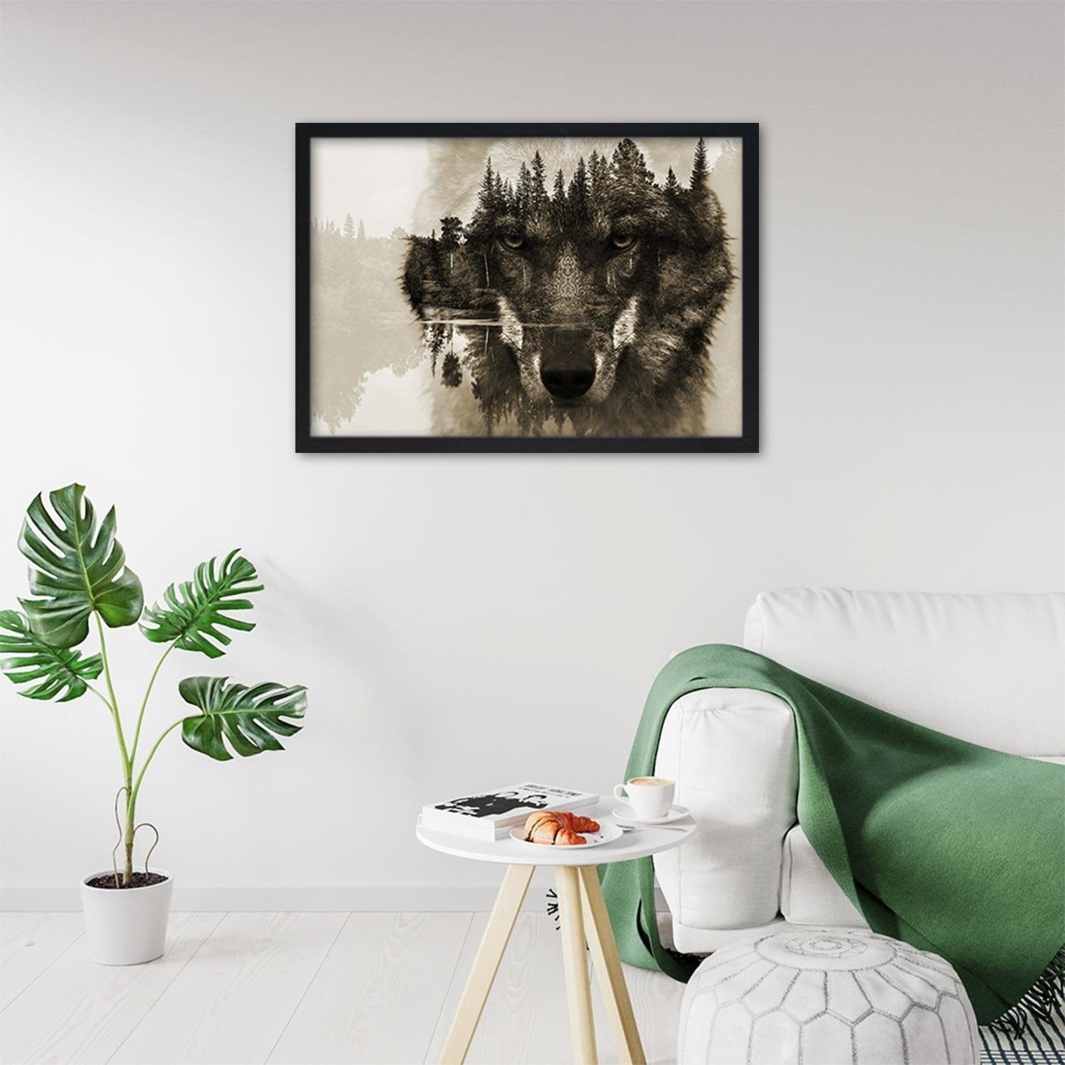 Glezna melnā rāmī - Brown Wolf  Home Trends