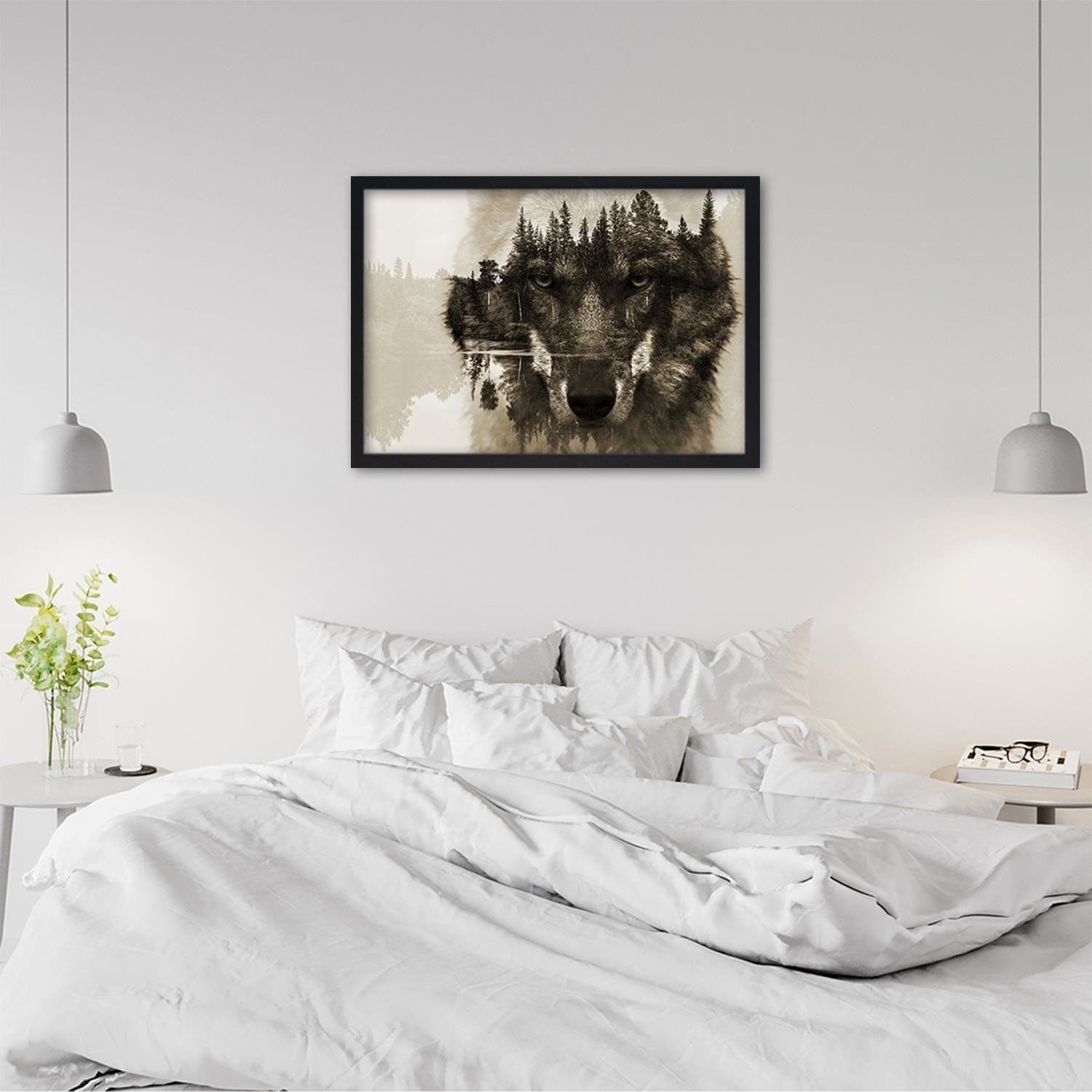Glezna melnā rāmī - Brown Wolf  Home Trends