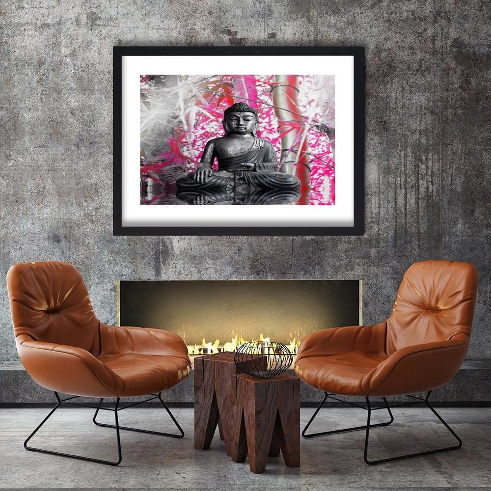 Glezna melnā rāmī - Buddha And Bamboo  Home Trends