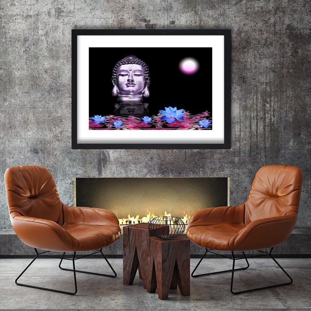 Glezna melnā rāmī - Buddha At Sunset  Home Trends