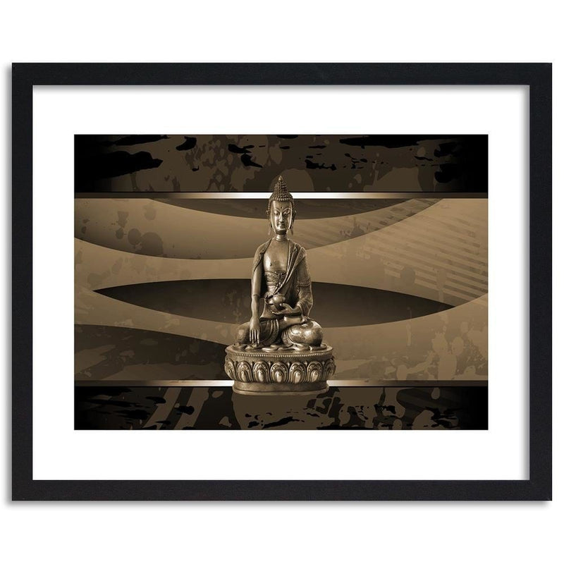Glezna melnā rāmī - Buddha On An Abstract Background  Home Trends