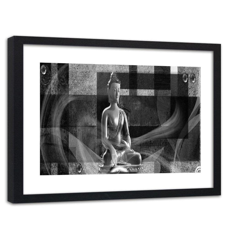 Glezna melnā rāmī - Buddha On Geometric Background  Home Trends