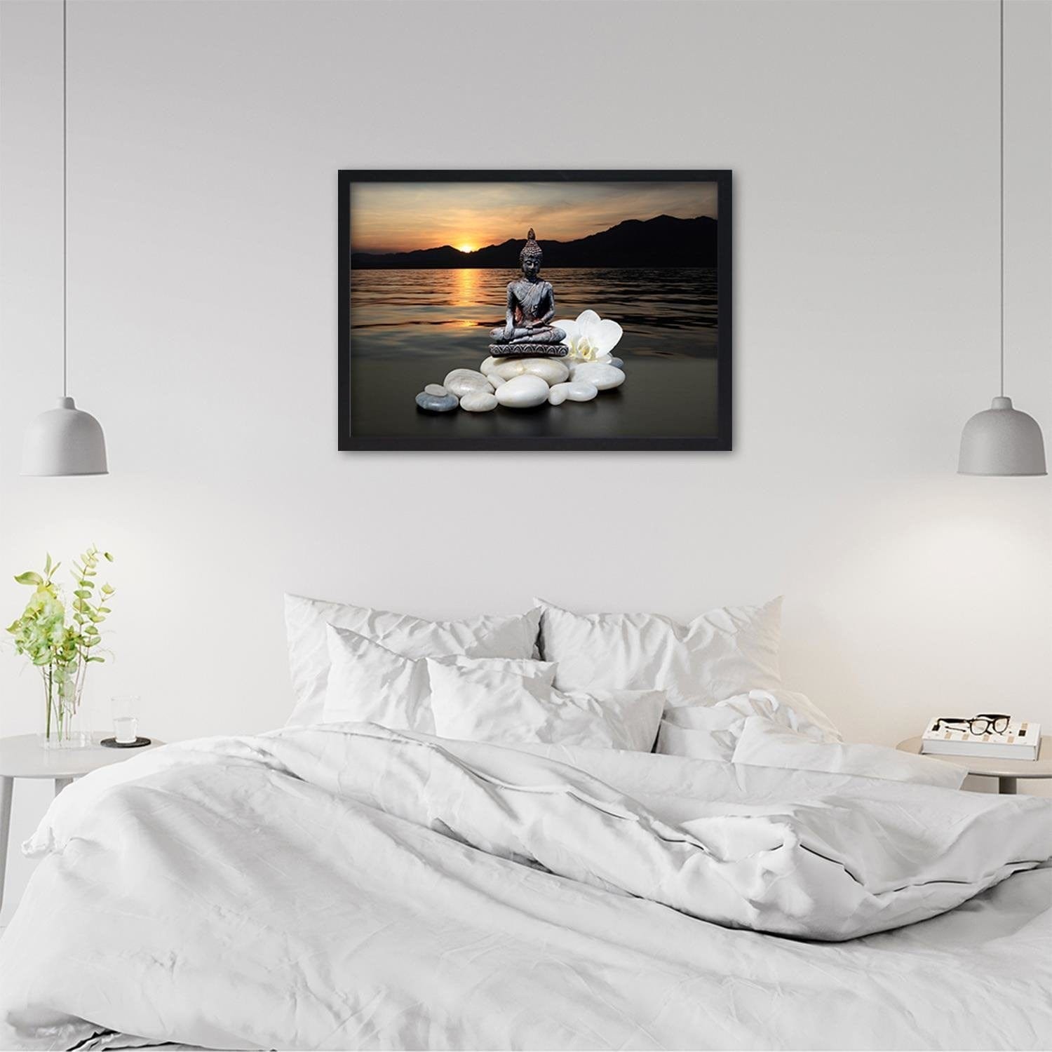 Glezna melnā rāmī - Buddha Over The Sea  Home Trends