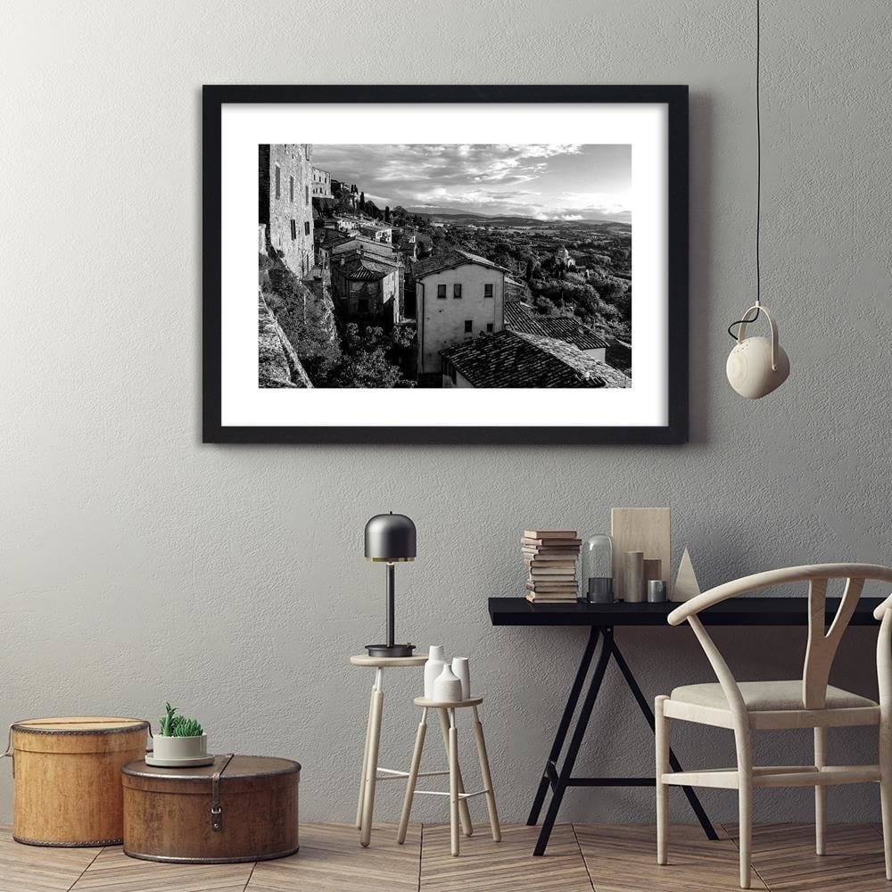 Glezna melnā rāmī - Buildings In Tuscany 2  Home Trends