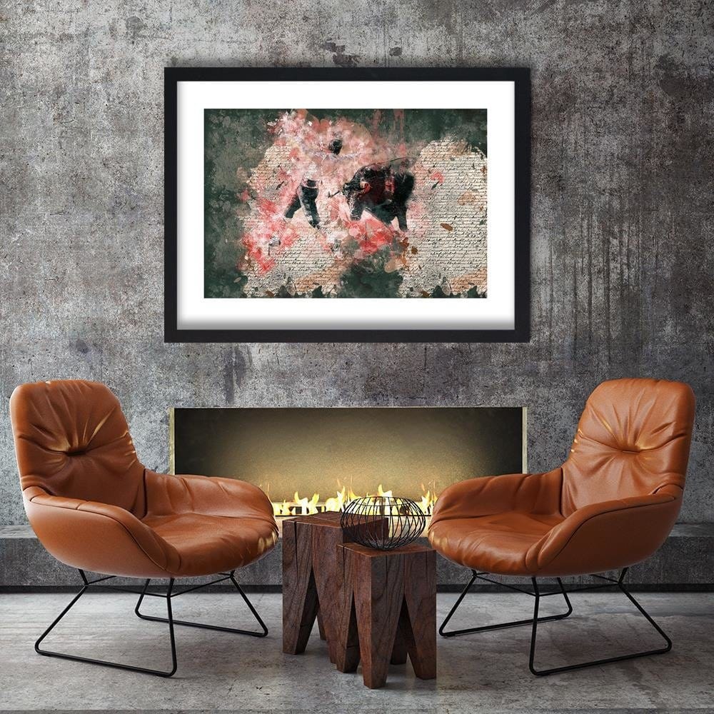 Glezna melnā rāmī - Bullfighting Abstraction  Home Trends