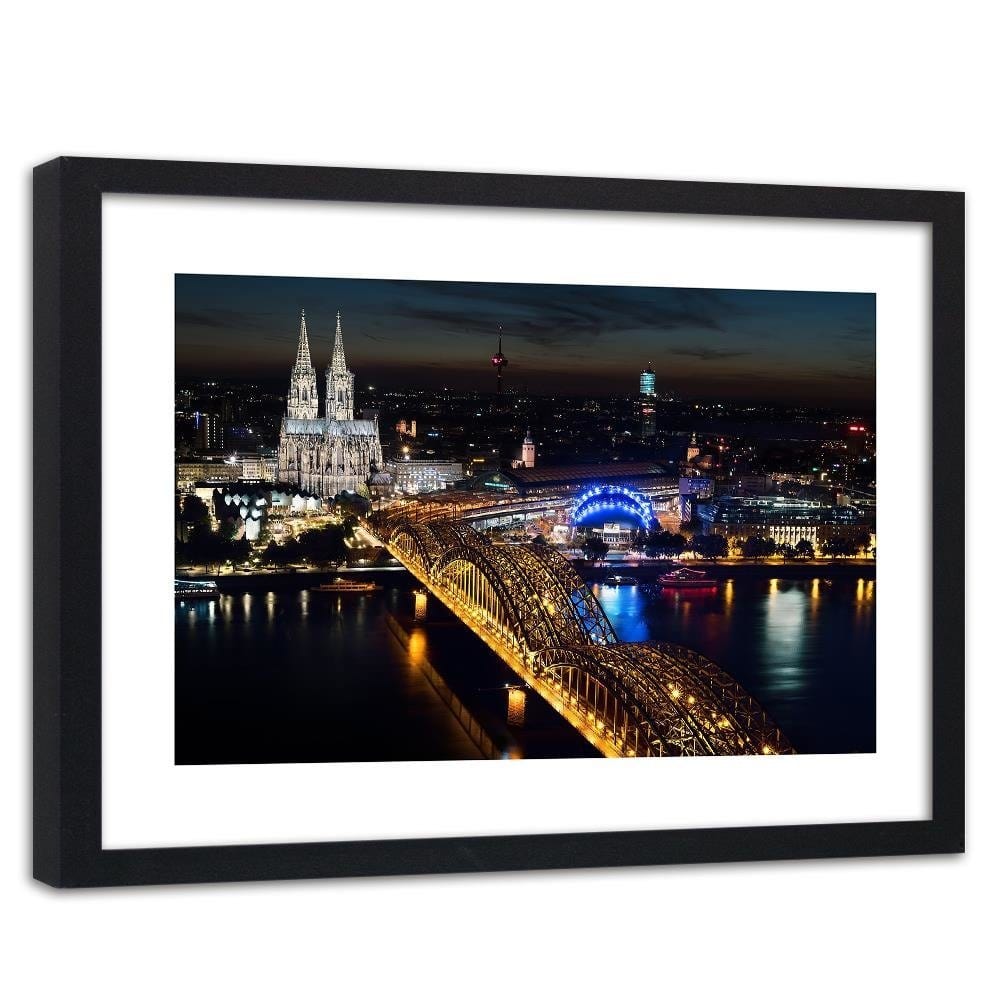 Glezna melnā rāmī - Cathedral And Bridge Cologne  Home Trends