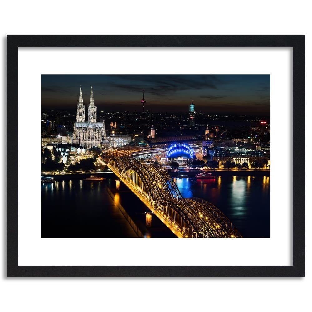 Glezna melnā rāmī - Cathedral And Bridge Cologne  Home Trends