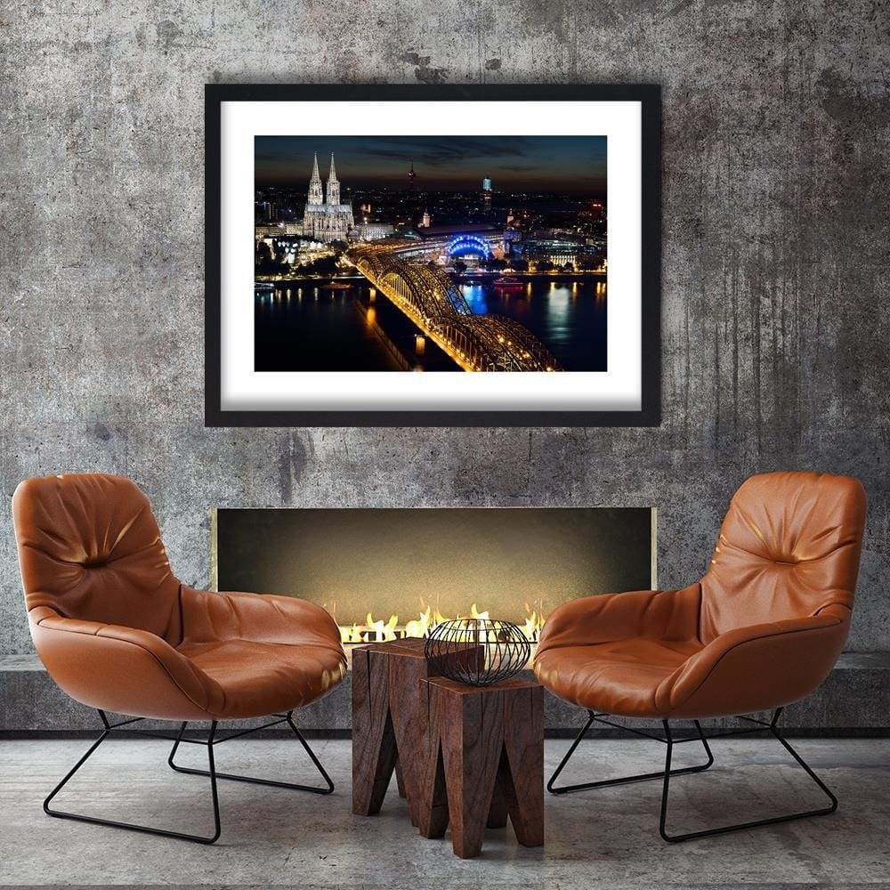 Glezna melnā rāmī - Cathedral And Bridge Cologne  Home Trends