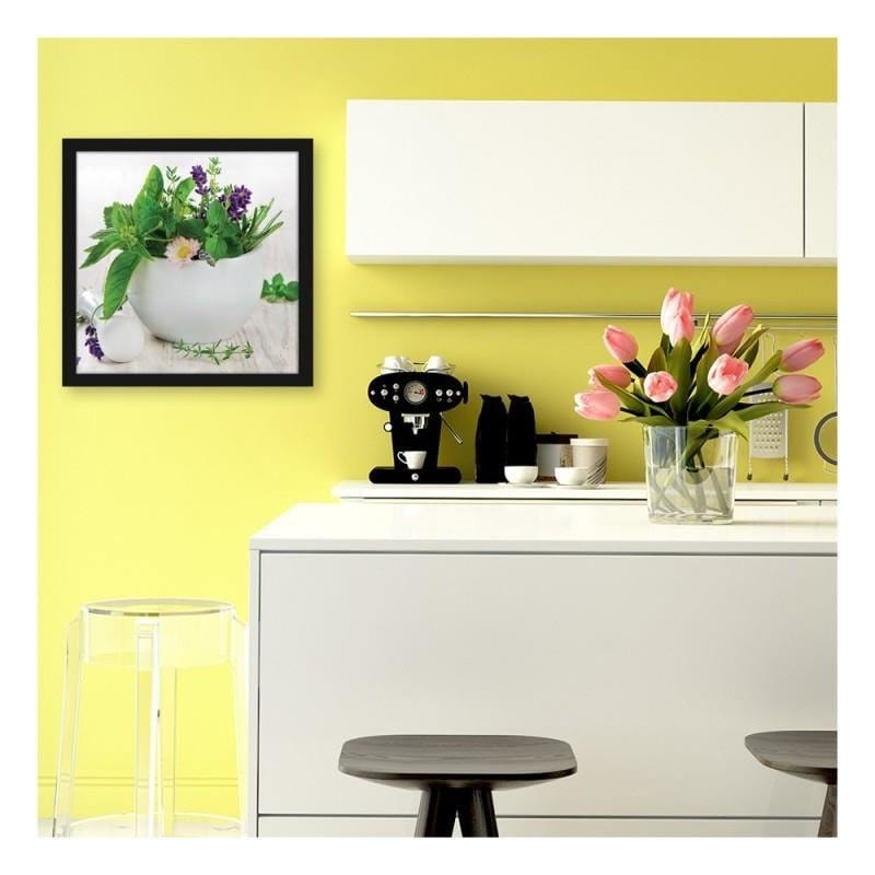 Glezna melnā rāmī - Ceramic mortar with herbs  Home Trends