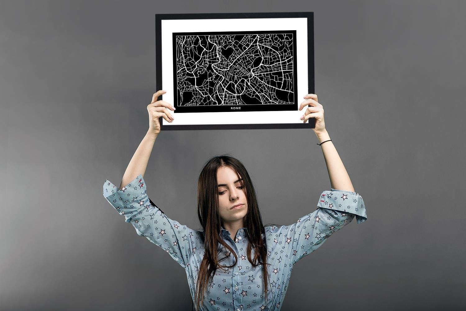 Glezna melnā rāmī - City Plan Rome  Home Trends