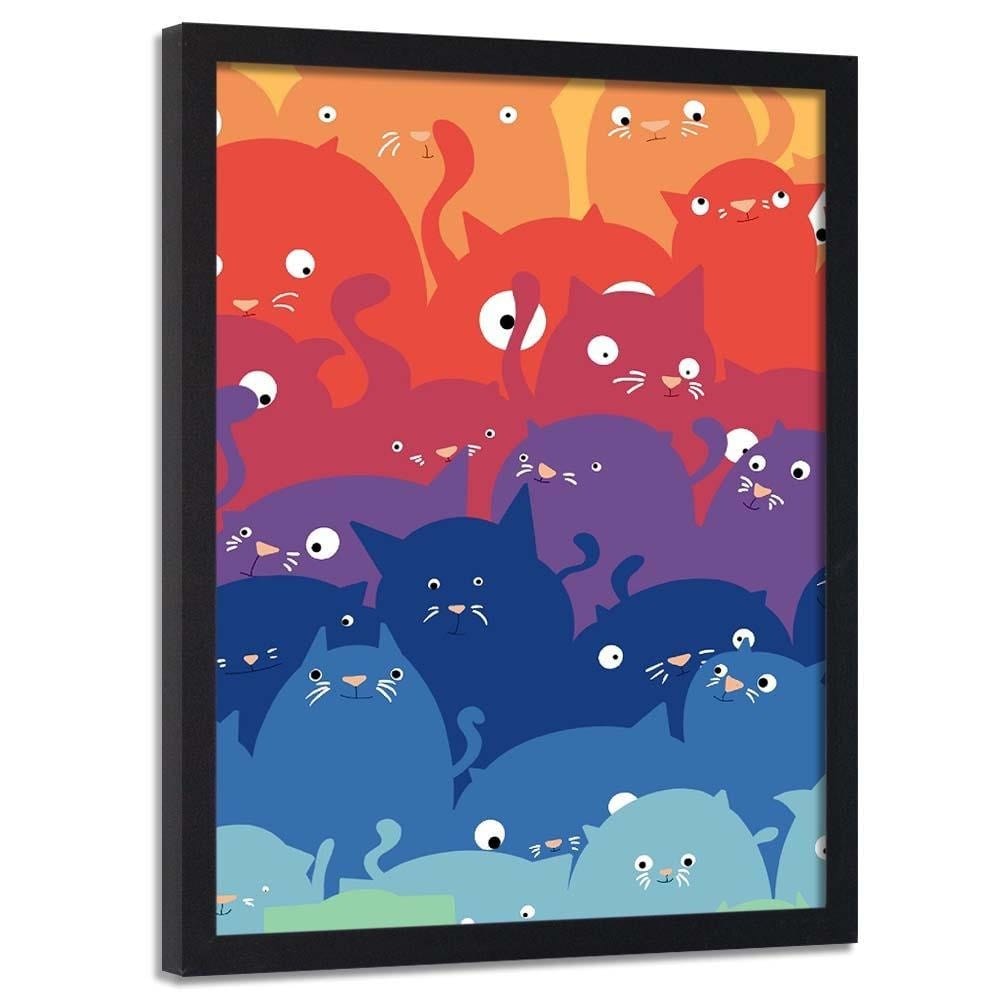 Glezna melnā rāmī - Colored Cats  Home Trends