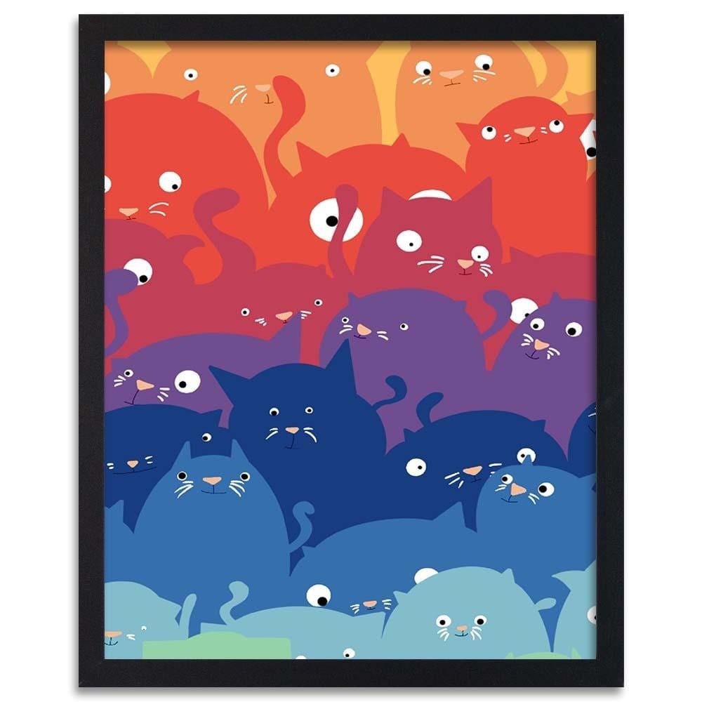 Glezna melnā rāmī - Colored Cats  Home Trends