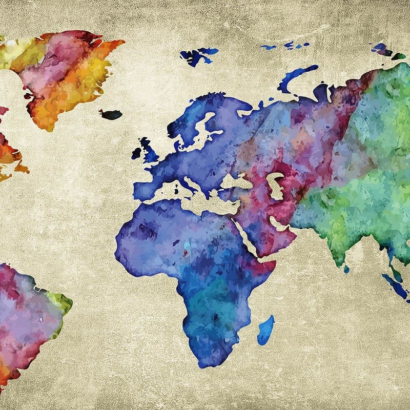 Glezna melnā rāmī - Colorful Vintage World Map  Home Trends