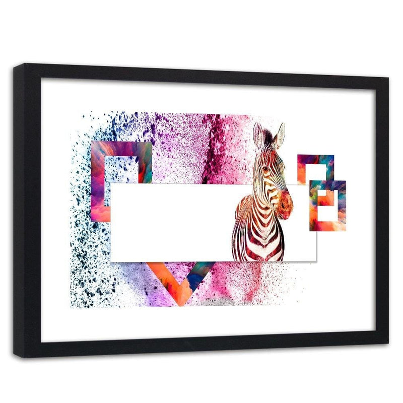 Glezna melnā rāmī - Colorful Zebra  Home Trends