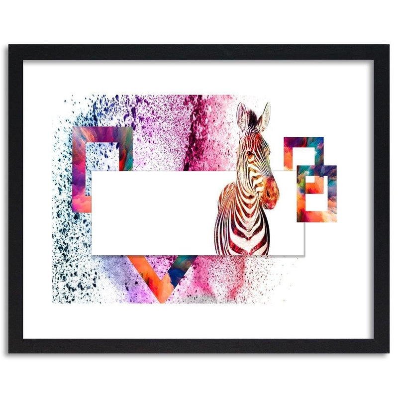 Glezna melnā rāmī - Colorful Zebra  Home Trends