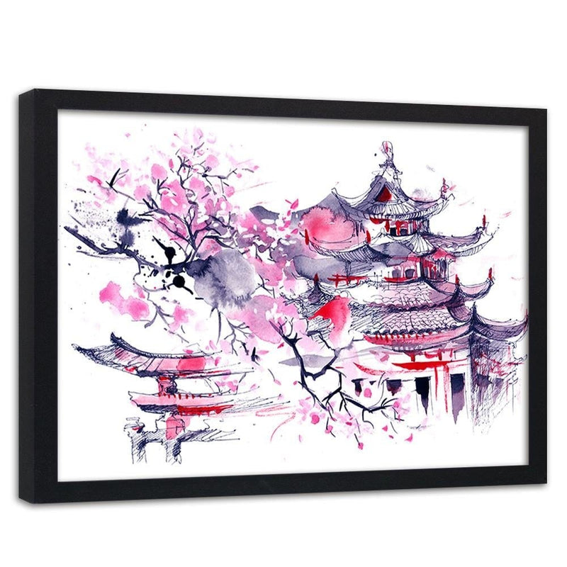 Glezna melnā rāmī - Colourful Japan Art  Home Trends