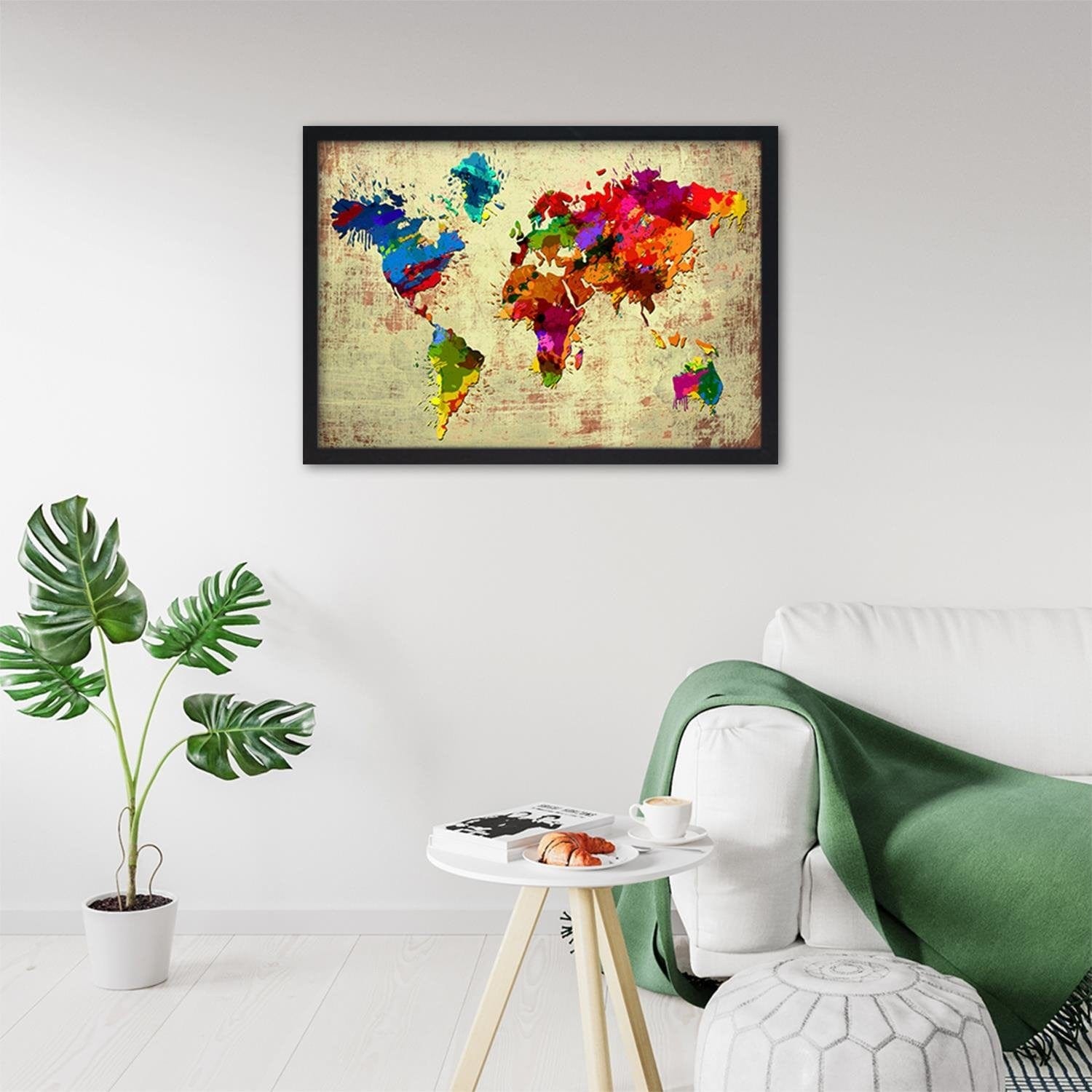 Glezna melnā rāmī - Colourful Map 2  Home Trends