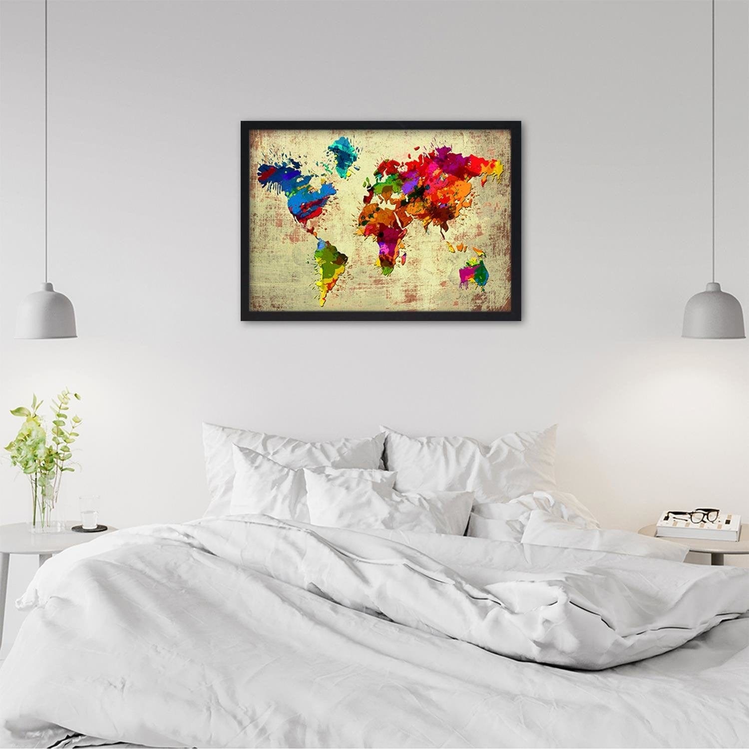 Glezna melnā rāmī - Colourful Map 2  Home Trends