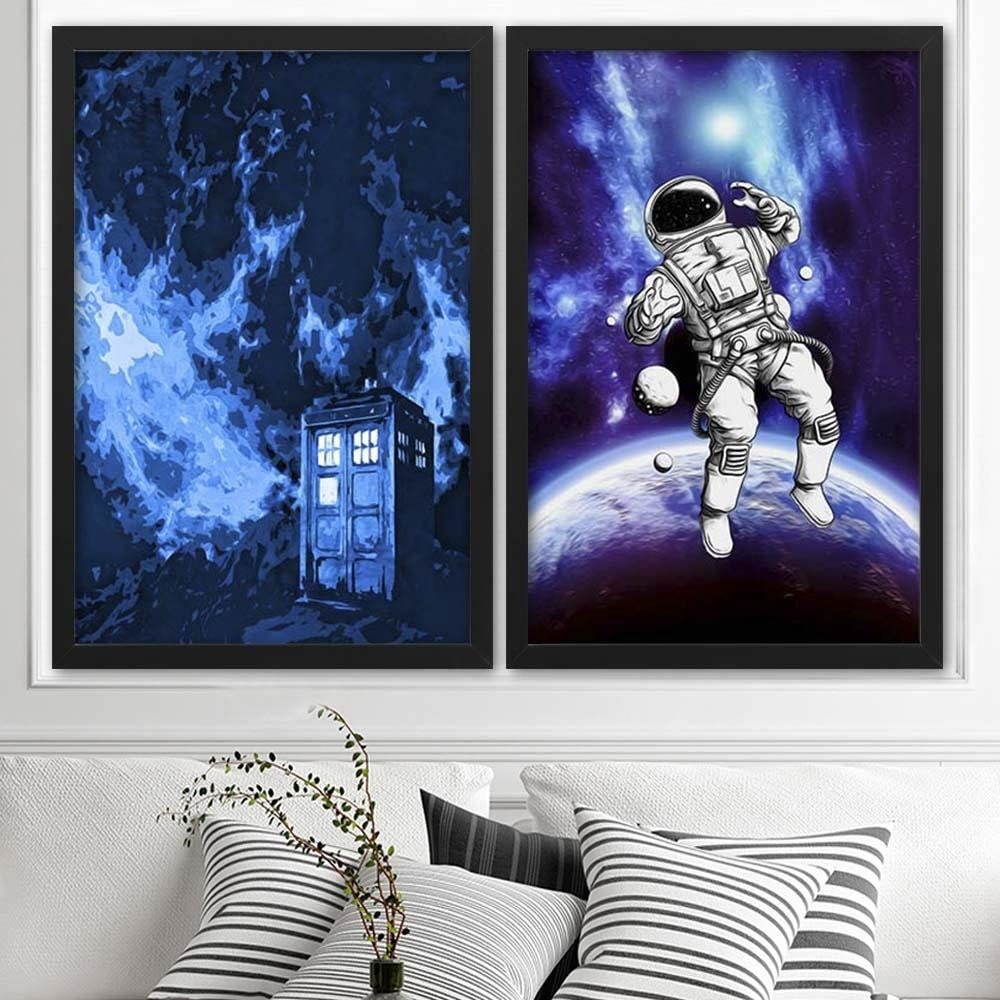 Glezna melnā rāmī - Cosmonaut In The Space  Home Trends