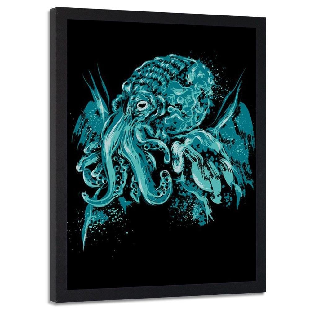 Glezna melnā rāmī - Cthulhu Pop Art Blue  Home Trends