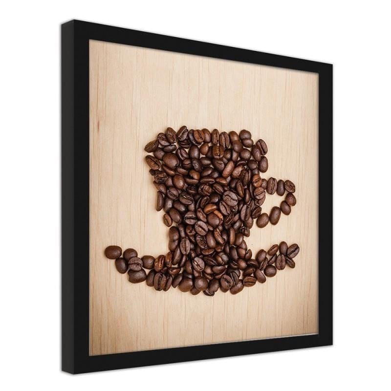 Glezna melnā rāmī - Cup of coffee beans  Home Trends
