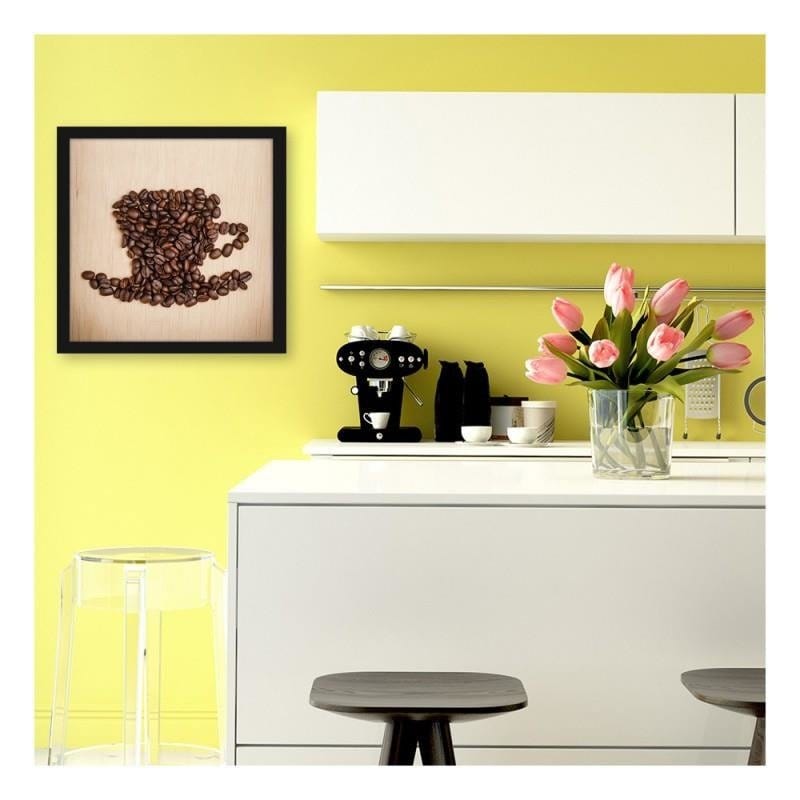 Glezna melnā rāmī - Cup of coffee beans  Home Trends