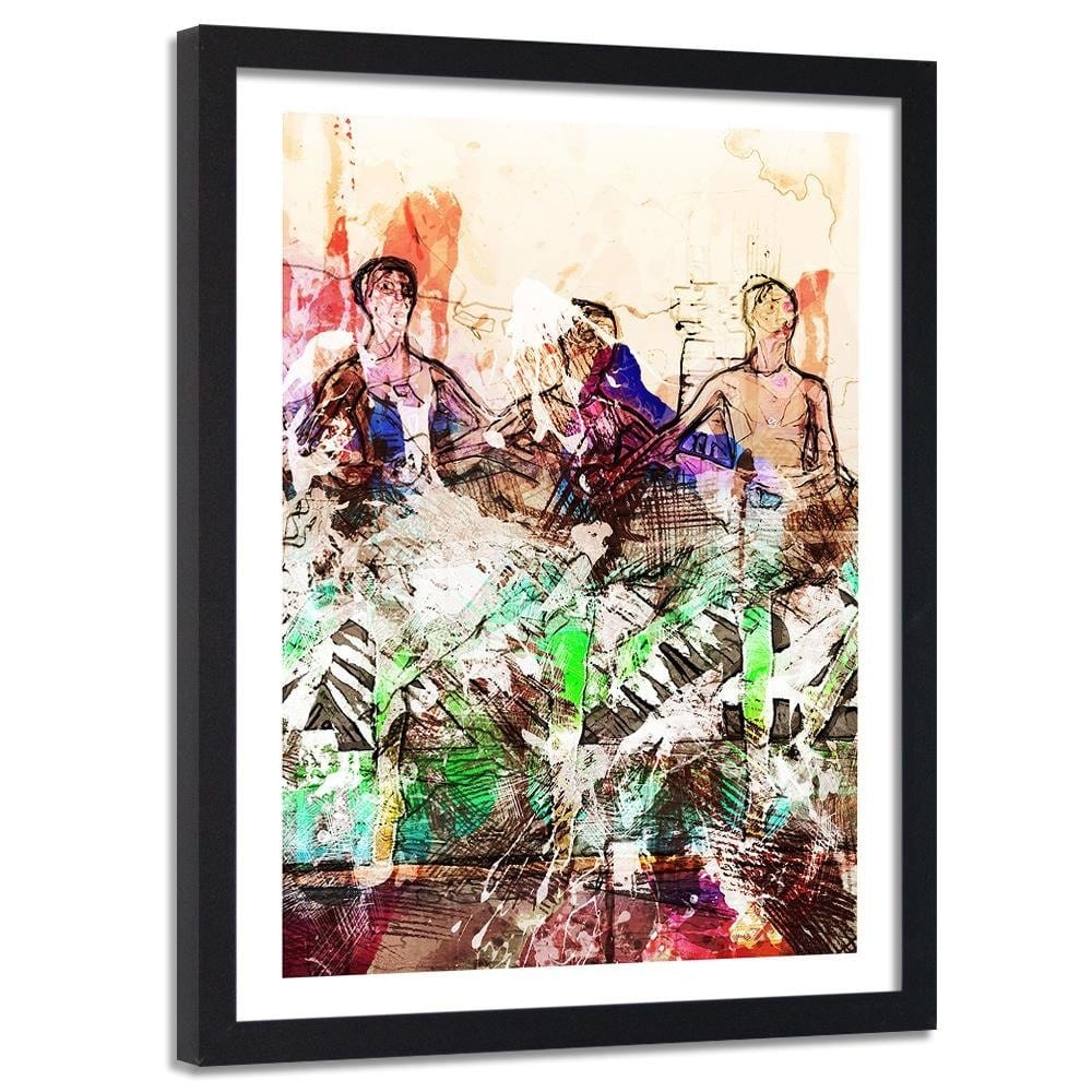 Glezna melnā rāmī - Dancing Ballerinas Abstraction  Home Trends